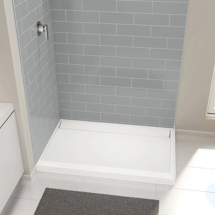Distinct 48 48 x 32 Acrylic Alcove or Corner Shower Base with Back Center Drain in White - Plumbing Market
