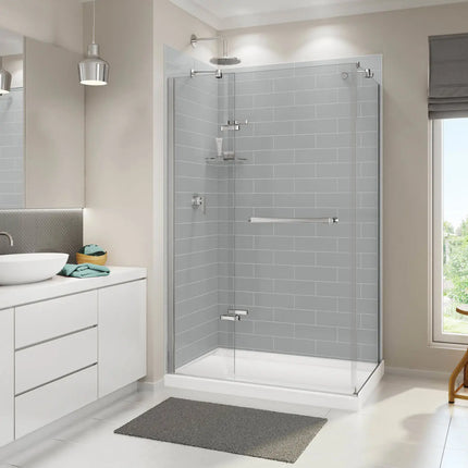 Distinct 48 48 x 32 Acrylic Alcove or Corner Shower Base with Back Center Drain in White - Plumbing Market