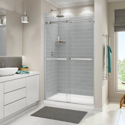 Distinct 48 48 x 32 Acrylic Alcove or Corner Shower Base with Back Center Drain in White - Plumbing Market