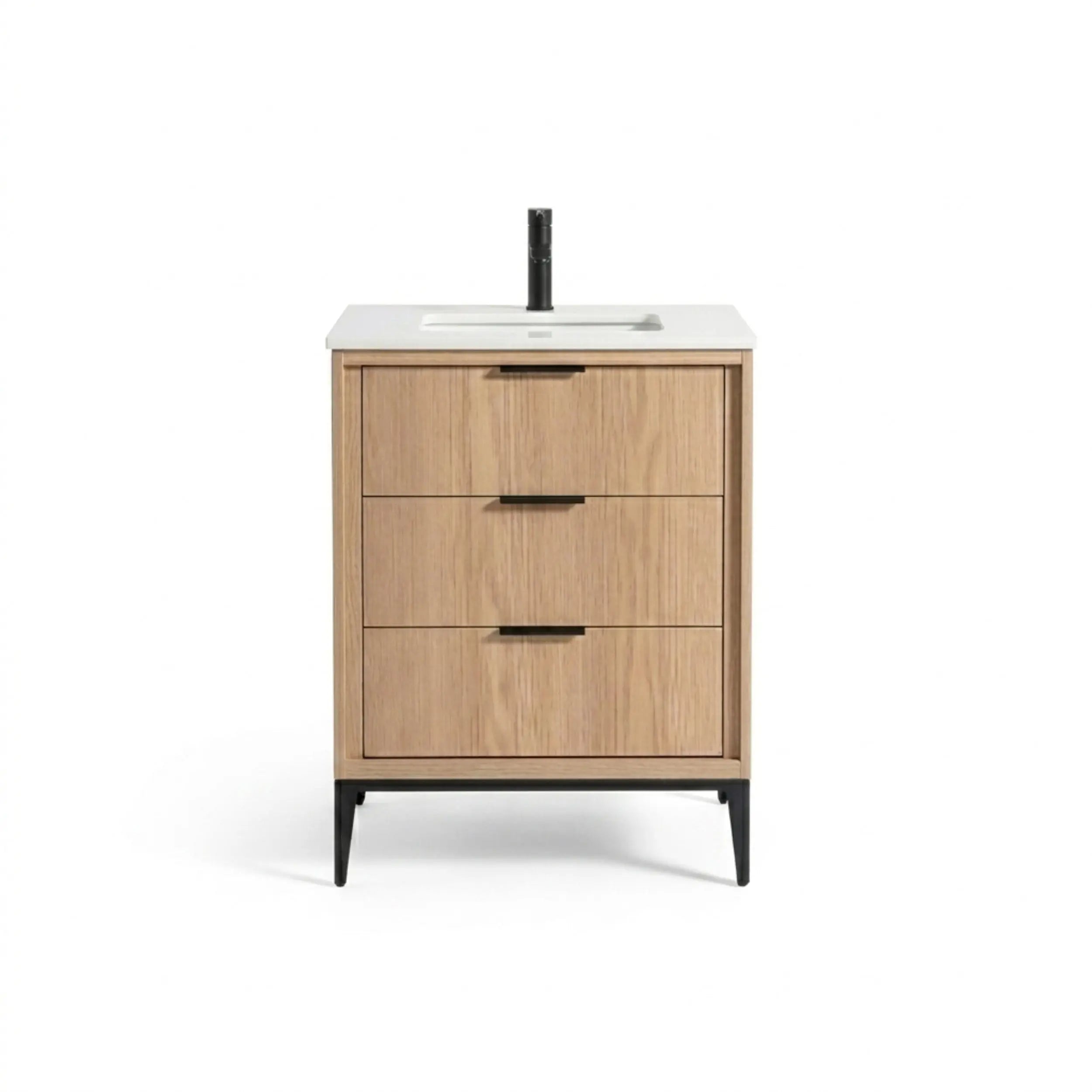 Kube Bath Divani 24” Oakwood Vanity W/ Quartz Counter Top