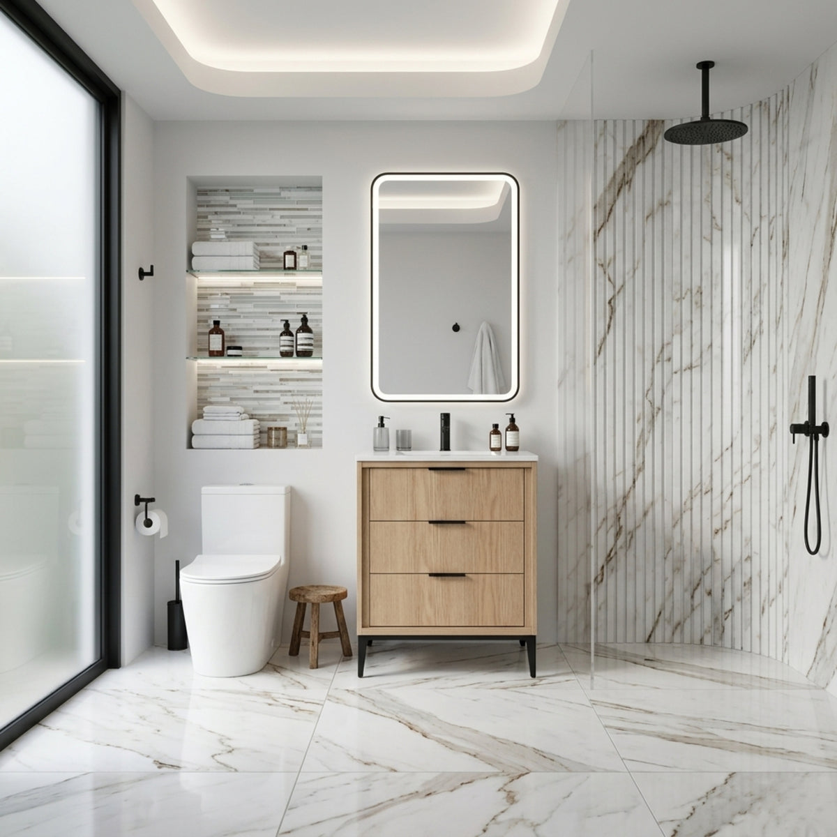 Kube Bath Divani 30'' Vanity W/ Quartz Counter Top (Back Splash Free) - Oakwood (KD9930-OAKWOOD) view 4