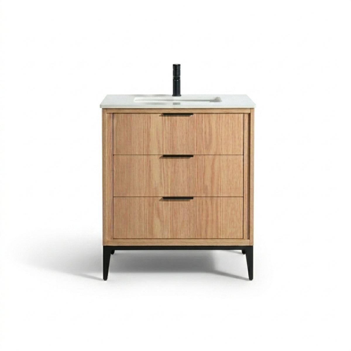 Kube Bath Divani 30'' Vanity W/ Quartz Counter Top (Back Splash Free) - Oakwood (KD9930-OAKWOOD)