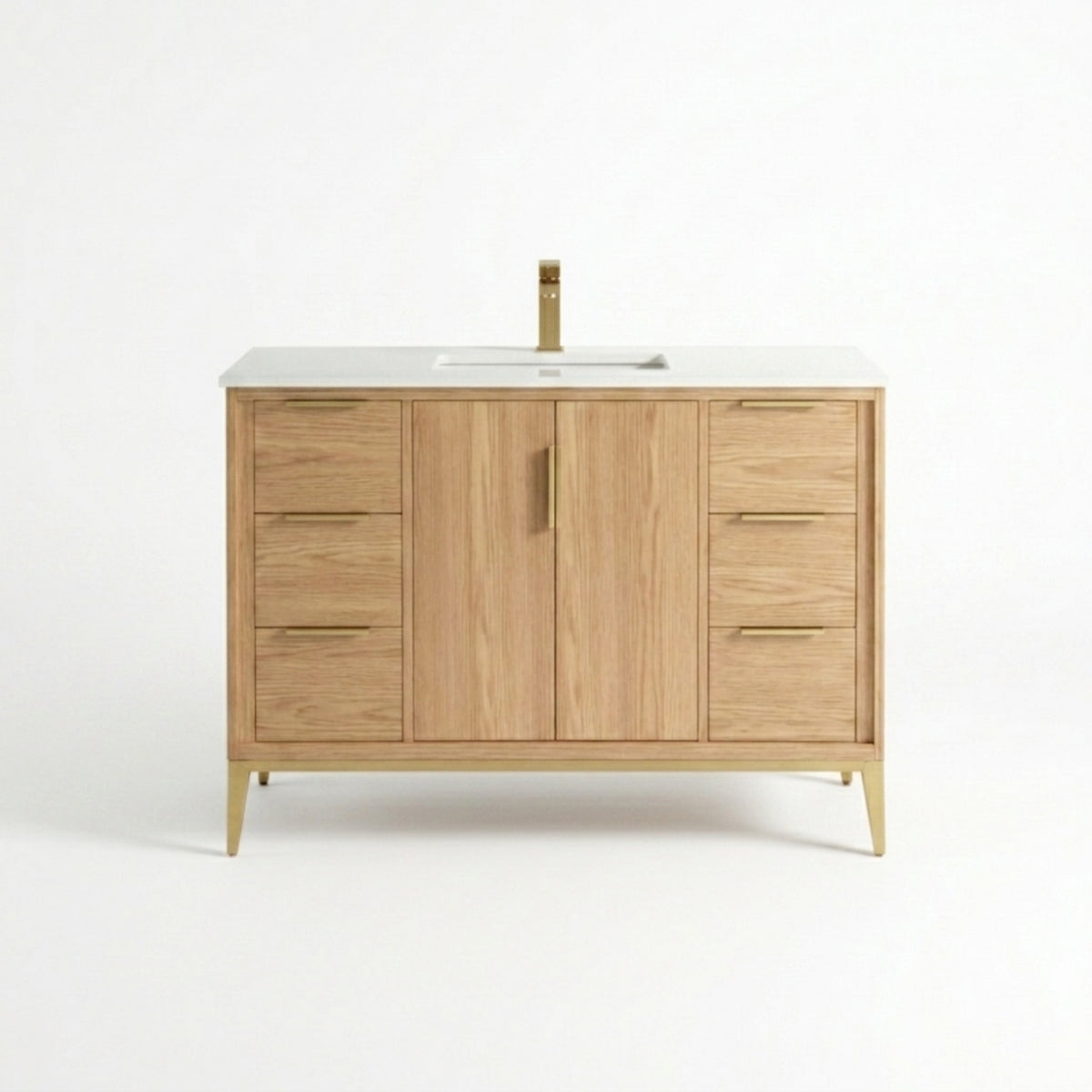 Kube Bath Divani 48'' Vanity W/ Quartz Counter Top (Back Splash Free) - Oakwood (KD9948-OAKWOOD) view 6
