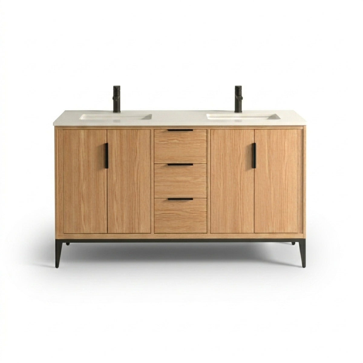 Kube Bath Divani 60'' Vanity W/ Quartz Counter Top (Back Splash Free) - Oakwood (KD9960-OAKWOOD)