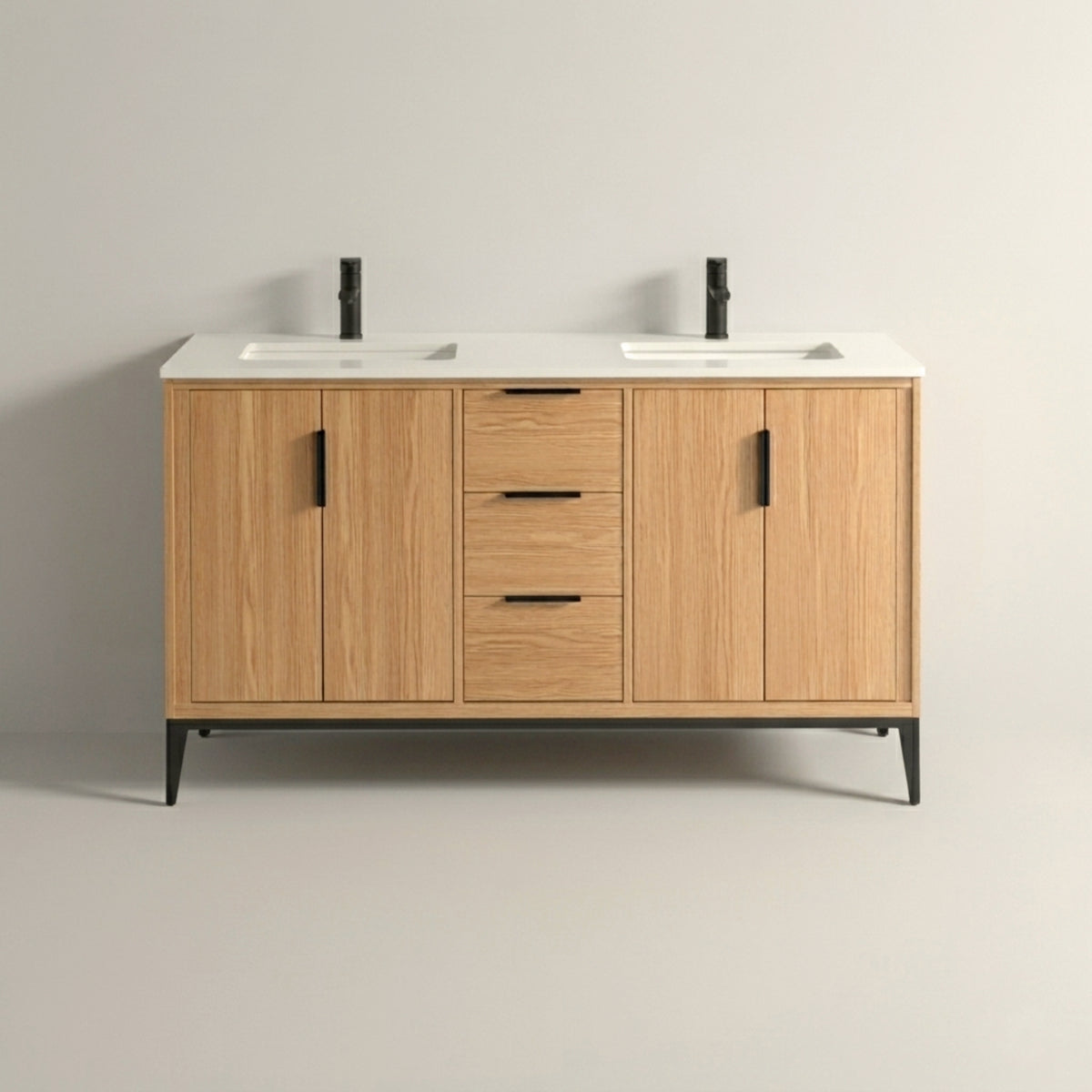 Kube Bath Divani 60'' Vanity W/ Quartz Counter Top (Back Splash Free) - Oakwood (KD9960-OAKWOOD) view 2