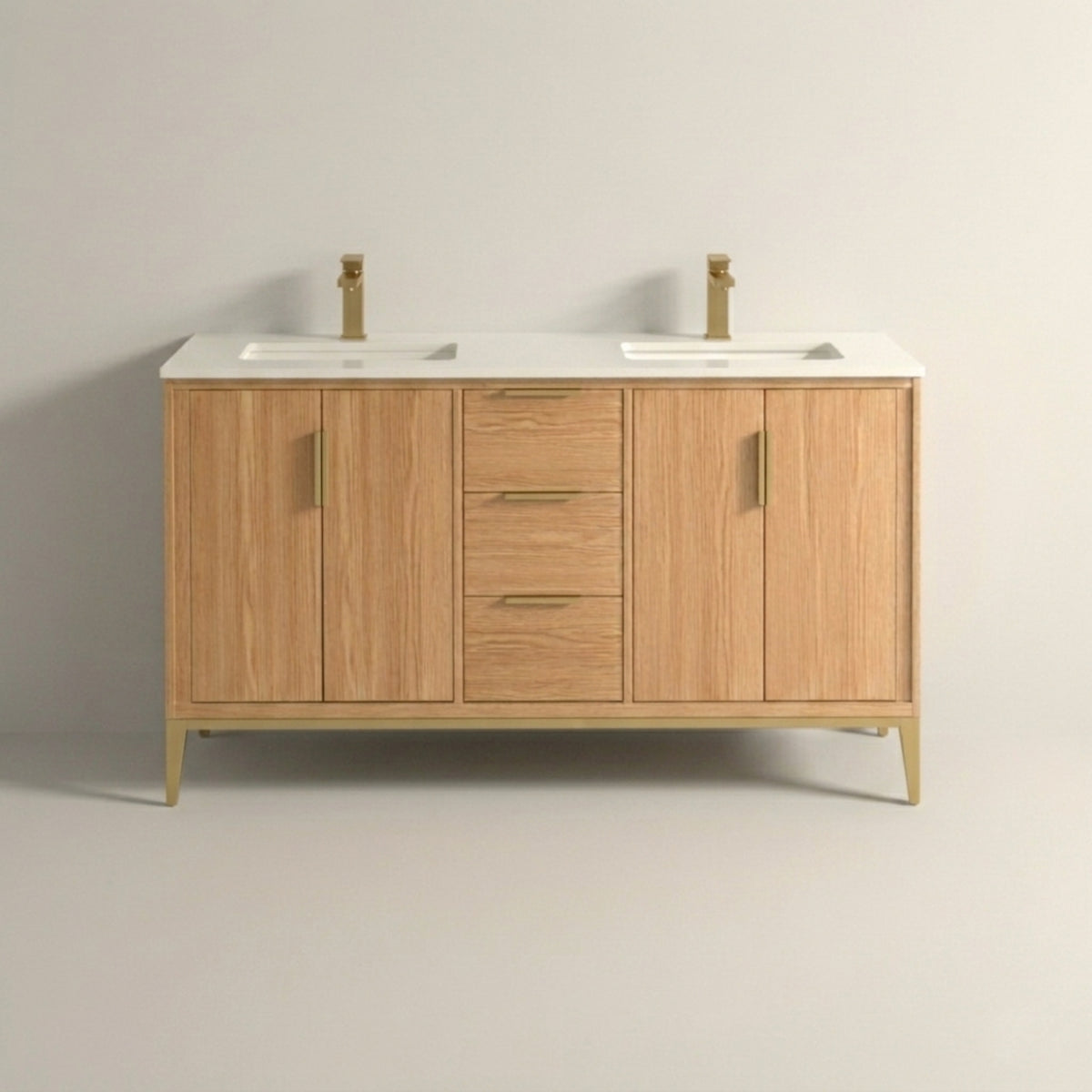 Kube Bath Divani 60'' Vanity W/ Quartz Counter Top (Back Splash Free) - Oakwood (KD9960-OAKWOOD) view 6