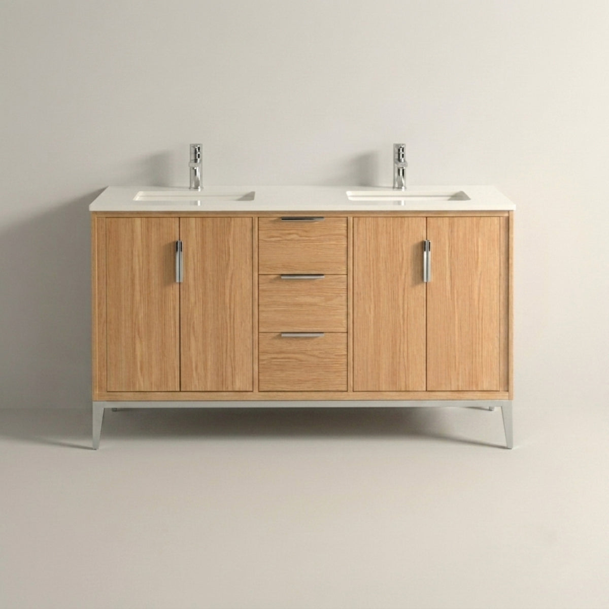 Kube Bath Divani 60'' Vanity W/ Quartz Counter Top (Back Splash Free) - Oakwood (KD9960-OAKWOOD) view 5