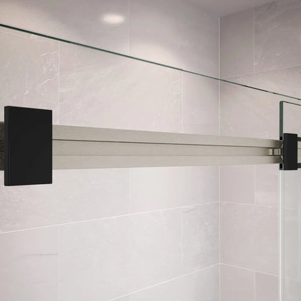 Duel 44-47 x 70 ½-74 in. 8 mm Bypass Shower Door for Alcove Installation with Clear glass in Brushed Nickel & Matte Black - Plumbing Market