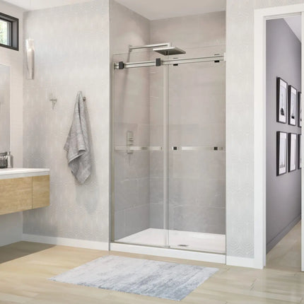 Duel 44-47 x 70 ½-74 in. 8 mm Bypass Shower Door for Alcove Installation with Clear glass in Brushed Nickel & Matte Black - Plumbing Market