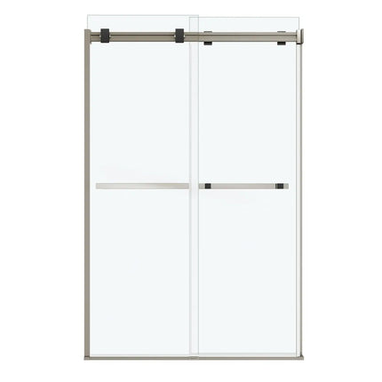 Duel 44-47 x 70 ½-74 in. 8 mm Bypass Shower Door for Alcove Installation with Clear glass in Brushed Nickel & Matte Black - Plumbing Market