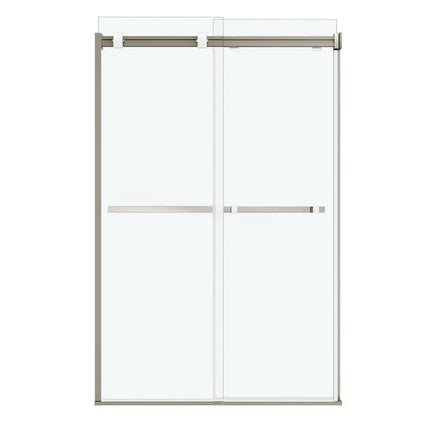 Duel 44-47 x 70 ½-74 in. 8 mm Bypass Shower Door for Alcove Installation with Clear glass in Brushed Nickel & Matte White - Plumbing Market