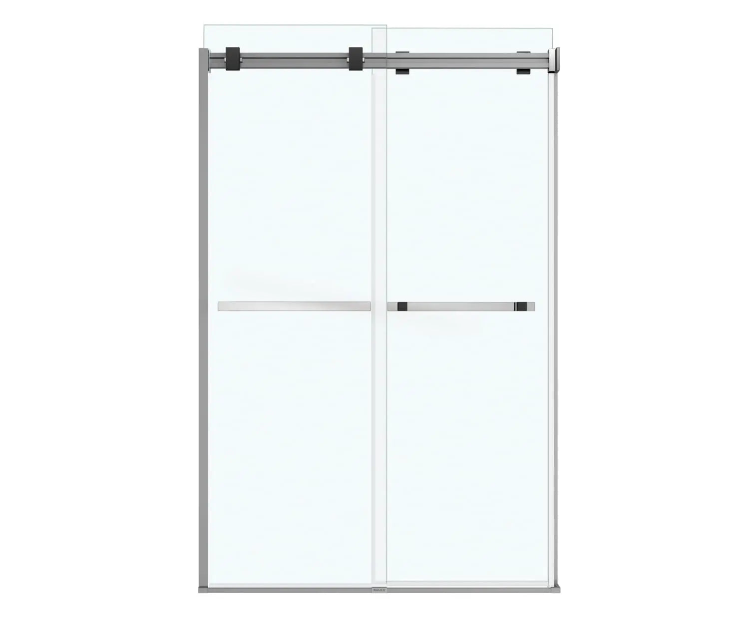 Duel 44-47 x 70 ½-74 in. 8 mm Bypass Shower Door for Alcove Installation with Clear glass in Chrome & Matte Black - Plumbing Market
