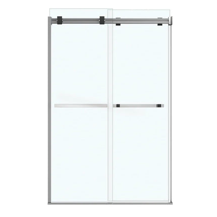 Duel 44-47 x 70 ½-74 in. 8 mm Bypass Shower Door for Alcove Installation with Clear glass in Chrome & Matte Black - Plumbing Market