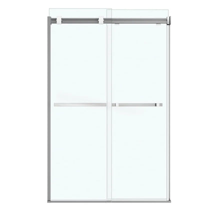Duel 44-47 x 70 ½-74 in. 8 mm Bypass Shower Door for Alcove Installation with Clear glass in Chrome & Matte White - Plumbing Market
