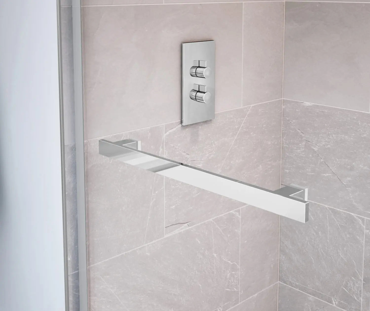 Duel 44-47 x 70 ½-74 in. 8 mm Bypass Shower Door for Alcove Installation with Clear glass in Chrome & Matte White - Plumbing Market