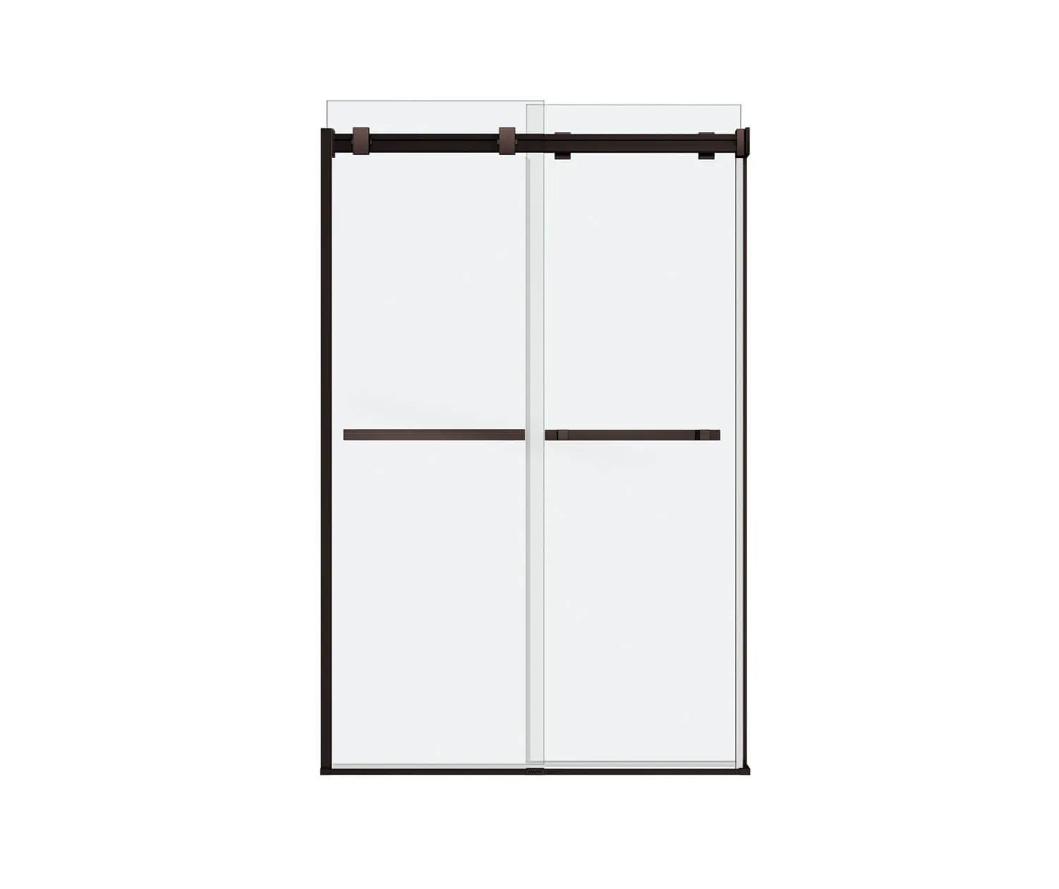 Duel 44-47 x 70 ½-74 in. 8 mm Bypass Shower Door for Alcove Installation with Clear glass in Dark Bronze - Plumbing Market
