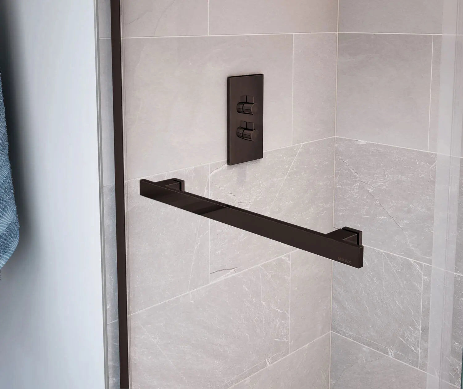 Duel 44-47 x 70 ½-74 in. 8 mm Bypass Shower Door for Alcove Installation with Clear glass in Dark Bronze - Plumbing Market