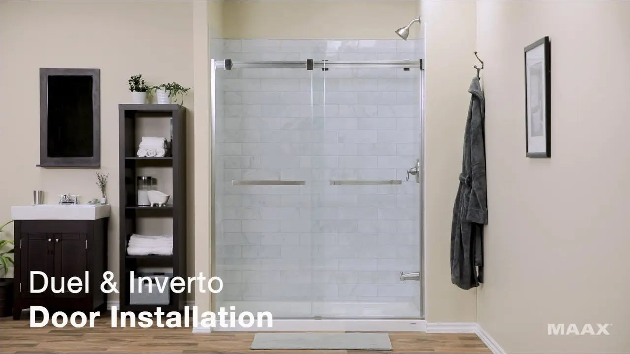 Duel 44-47 x 70 ½-74 in. 8 mm Bypass Shower Door for Alcove Installation with Clear glass in Dark Bronze - Plumbing Market