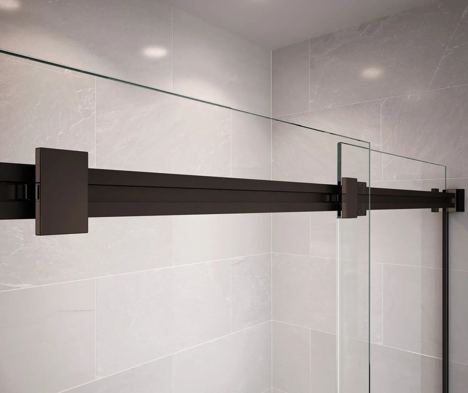Duel 44-47 x 70 ½-74 in. 8 mm Bypass Shower Door for Alcove Installation with Clear glass in Dark Bronze - Plumbing Market