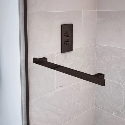 Duel 44-47 x 70 ½-74 in. 8 mm Bypass Shower Door for Alcove Installation with Clear glass in Dark Bronze - Plumbing Market