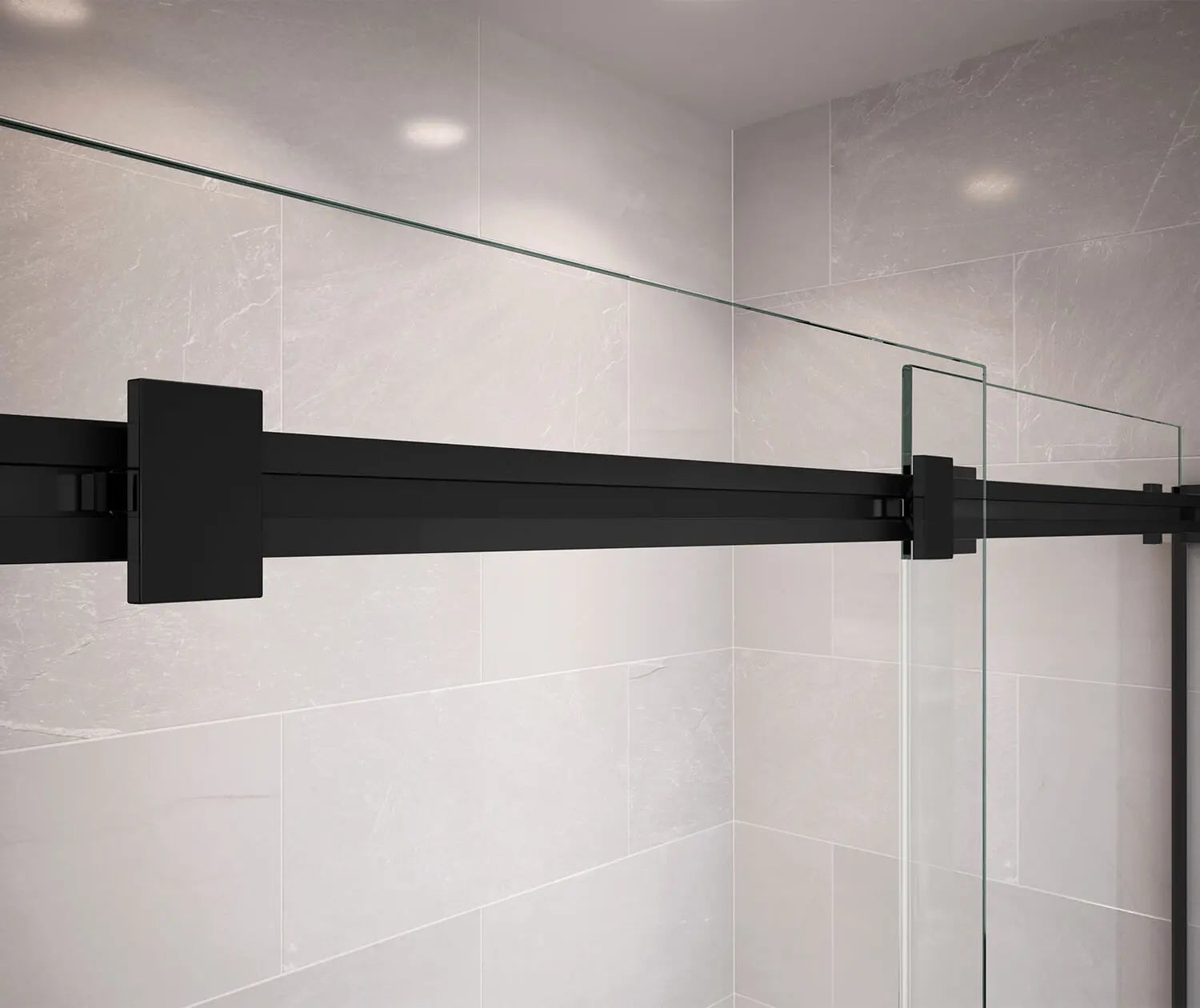 Duel 44-47 x 70 ½-74 in. 8 mm Bypass Shower Door for Alcove Installation with Clear glass in Matte Black - Plumbing Market