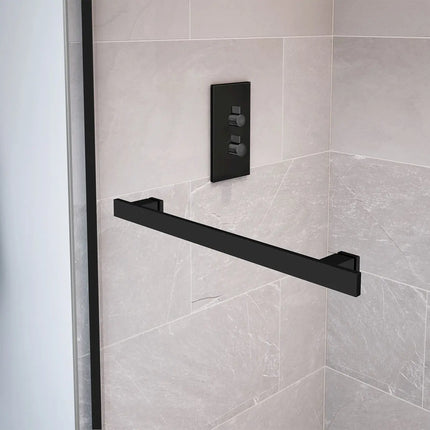 Duel 44-47 x 70 ½-74 in. 8 mm Bypass Shower Door for Alcove Installation with Clear glass in Matte Black - Plumbing Market