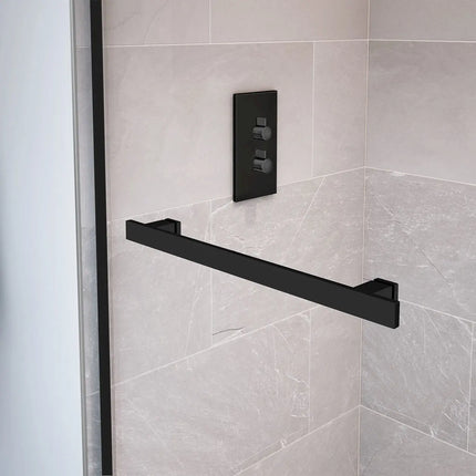 Duel 44-47 x 70 ½-74 in. 8 mm Bypass Shower Door for Alcove Installation with Clear glass in Matte Black - Plumbing Market