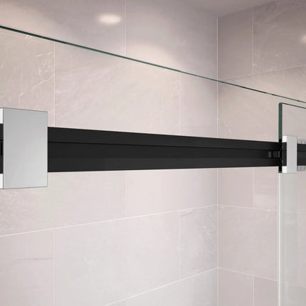 Duel 44-47 x 70 ½-74 in. 8 mm Bypass Shower Door for Alcove Installation with Clear glass in Matte Black & Chrome - Plumbing Market