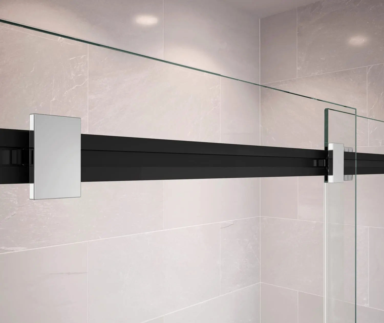 Duel 44-47 x 70 ½-74 in. 8 mm Bypass Shower Door for Alcove Installation with Clear glass in Matte Black & Chrome - Plumbing Market