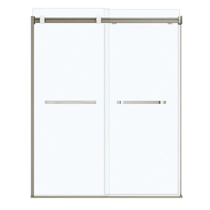 Duel 56-58 ½ x 70 ½-74 in. 8 mm Bypass Shower Door for Alcove Installation with Clear glass in Brushed Nickel & Matte White - Plumbing Market