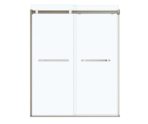 Duel 56-58 ½ x 70 ½-74 in. 8 mm Bypass Shower Door for Alcove Installation with Clear glass in Brushed Nickel & Matte White - Plumbing Market