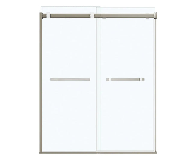 Duel 56-58 ½ x 70 ½-74 in. 8 mm Bypass Shower Door for Alcove Installation with Clear glass in Brushed Nickel & Matte White - Plumbing Market