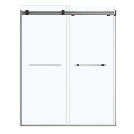 Duel 56-58 ½ x 70 ½-74 in. 8 mm Bypass Shower Door for Alcove Installation with Clear glass in Chrome & Matte Black - Plumbing Market