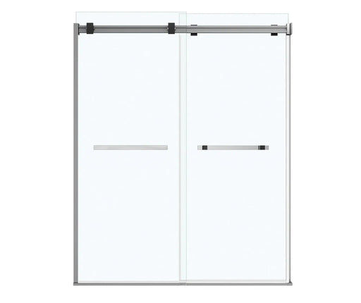Duel 56-58 ½ x 70 ½-74 in. 8 mm Bypass Shower Door for Alcove Installation with Clear glass in Chrome & Matte Black - Plumbing Market