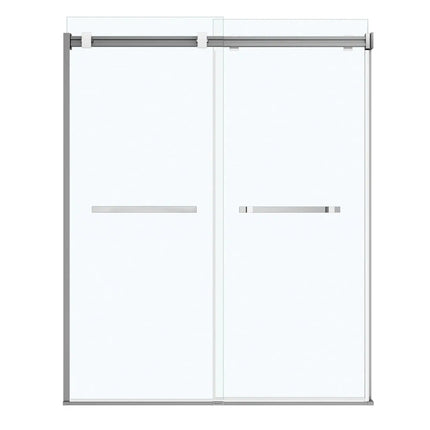 Duel 56-58 ½ x 70 ½-74 in. 8 mm Bypass Shower Door for Alcove Installation with Clear glass in Chrome & Matte White - Plumbing Market