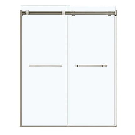 Duel 56-58 ½ x 70 ½-74 in. 8mm Bypass Shower Door for Alcove Installation with Clear glass in Brushed Nickel - Plumbing Market