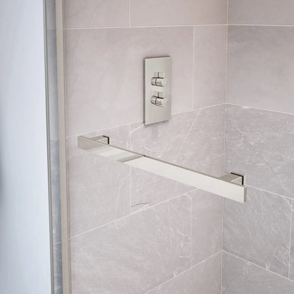 Duel 56-58 ½ x 70 ½-74 in. 8mm Bypass Shower Door for Alcove Installation with Clear glass in Brushed Nickel - Plumbing Market