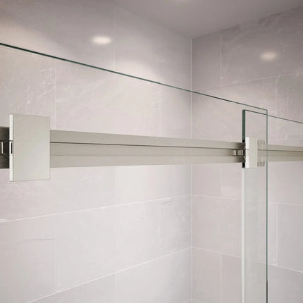 Duel 56-58 ½ x 70 ½-74 in. 8mm Bypass Shower Door for Alcove Installation with Clear glass in Brushed Nickel - Plumbing Market