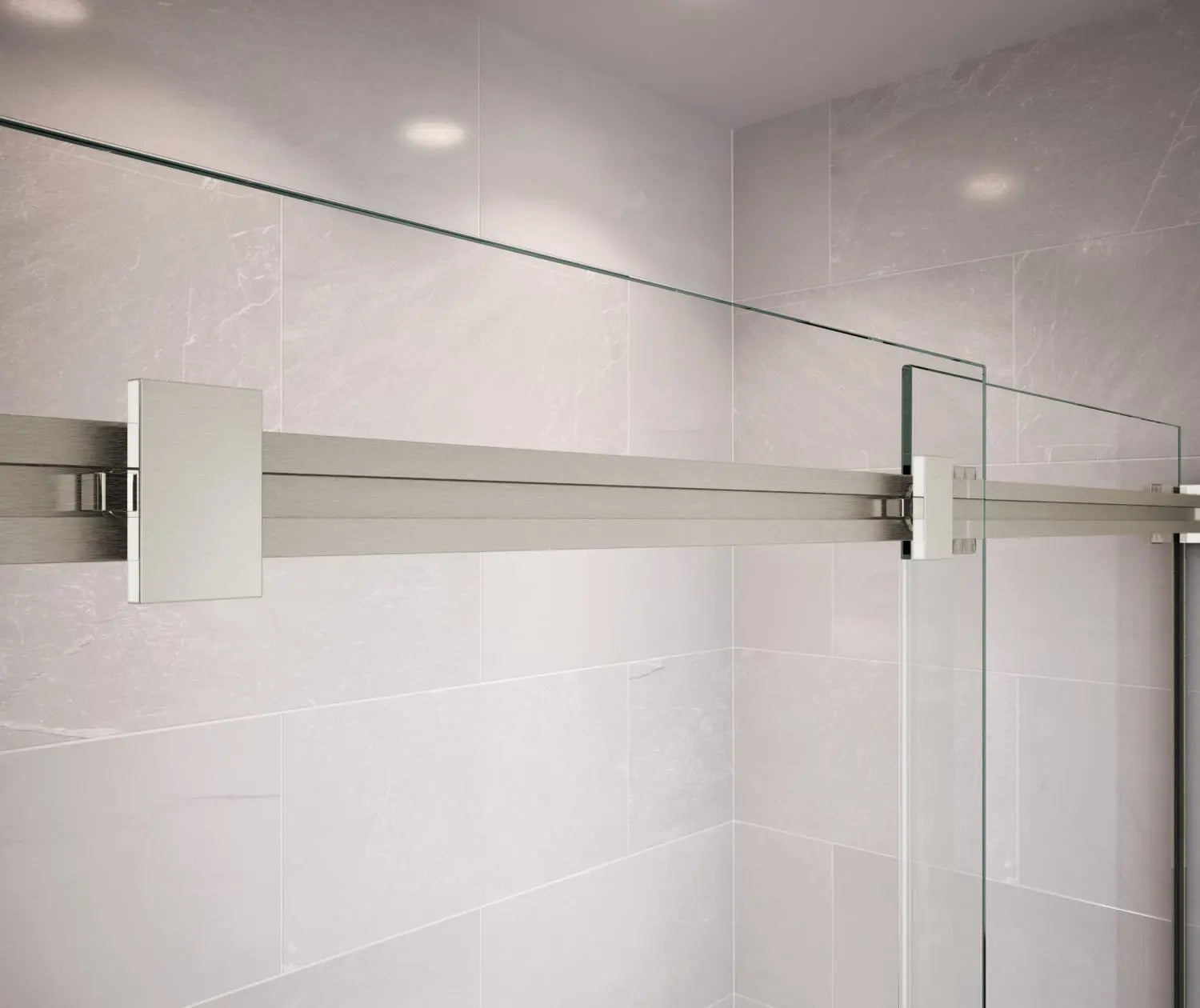 Duel 56-58 ½ x 70 ½-74 in. 8mm Bypass Shower Door for Alcove Installation with Clear glass in Brushed Nickel - Plumbing Market