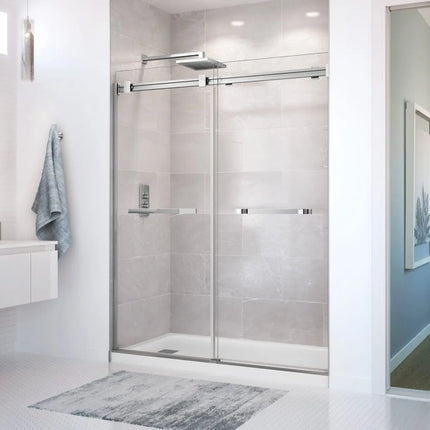 Duel 56-58 ½ x 70 ½-74 in. 8mm Bypass Shower Door for Alcove Installation with Clear glass in Chrome - Plumbing Market