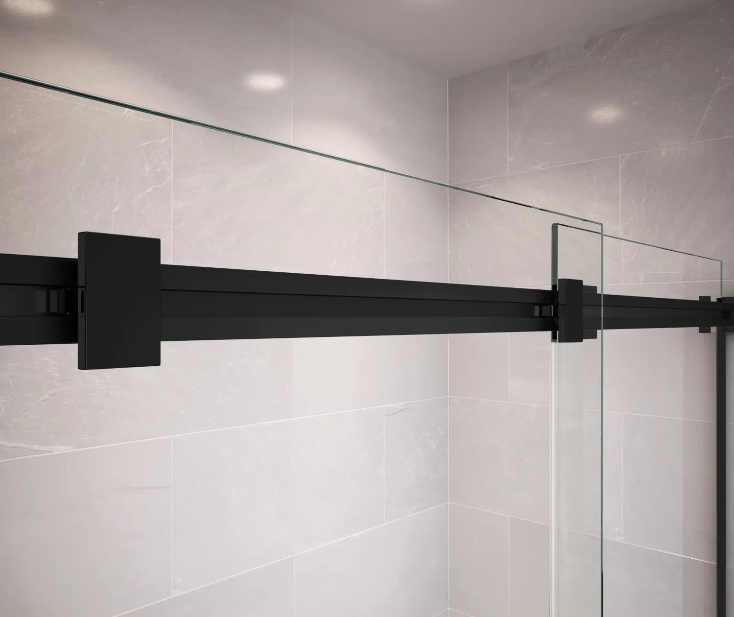 Duel 56-58 ½ x 70 ½-74 in. 8mm Bypass Shower Door for Alcove Installation with Clear glass in Matte Black - Plumbing Market