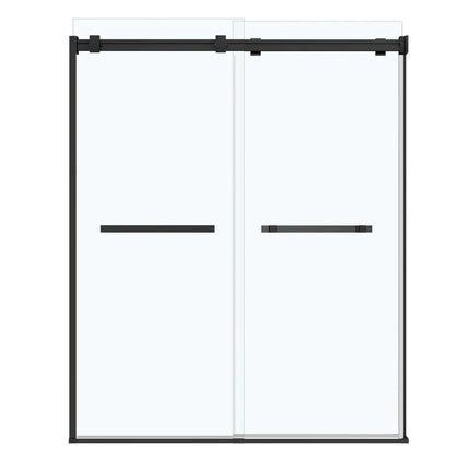Duel 56-58 ½ x 70 ½-74 in. 8mm Bypass Shower Door for Alcove Installation with Clear glass in Matte Black - Plumbing Market