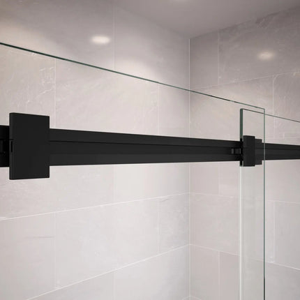 Duel 56-58 ½ x 70 ½-74 in. 8mm Bypass Shower Door for Alcove Installation with Clear glass in Matte Black - Plumbing Market