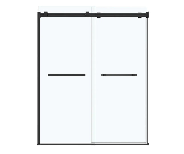 Duel 56-58 ½ x 70 ½-74 in. 8mm Bypass Shower Door for Alcove Installation with Clear glass in Matte Black - Plumbing Market