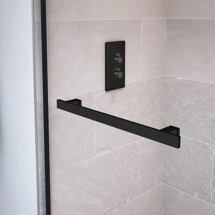 Duel 56-58 ½ x 70 ½-74 in. 8mm Bypass Shower Door for Alcove Installation with Clear glass in Matte Black - Plumbing Market