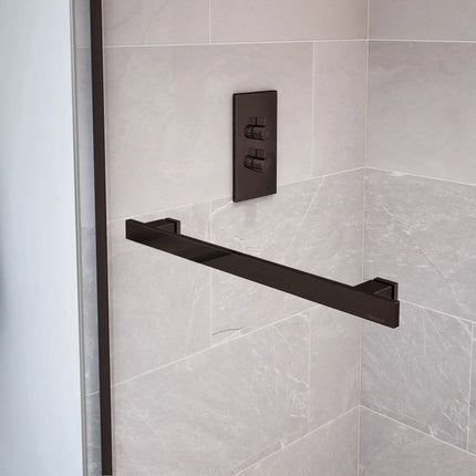 Duel 56-59 x 55 ½-59 in. 8 mm Bypass Tub Door for Alcove Installation with Clear glass in Dark Bronze - Plumbing Market