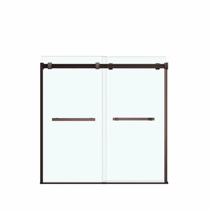 Duel 56-59 x 55 ½-59 in. 8 mm Bypass Tub Door for Alcove Installation with Clear glass in Dark Bronze - Plumbing Market