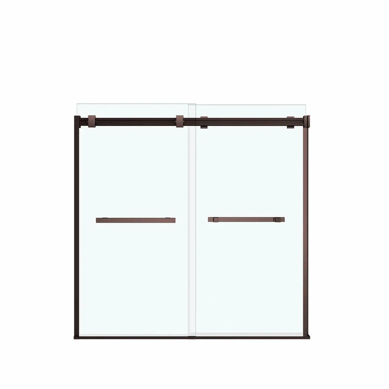 Duel 56-59 x 55 ½-59 in. 8 mm Bypass Tub Door for Alcove Installation with Clear glass in Dark Bronze - Plumbing Market