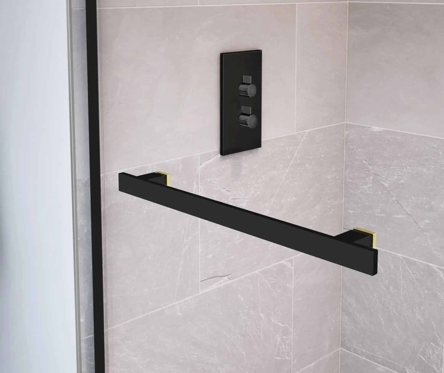 Duel 56-59 x 55 ½ x 59 in. 8 mm Bypass Tub Door for Alcove Installation with Clear glass in Matte Black & Brushed Gold - Plumbing Market