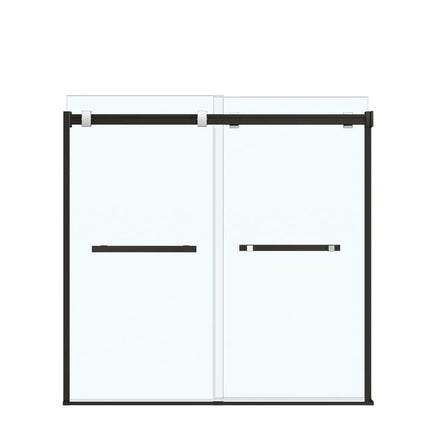 Duel 56-59 x 55 ½ x 59 in. 8 mm Bypass Tub Door for Alcove Installation with Clear glass in Matte Black & Chrome - Plumbing Market